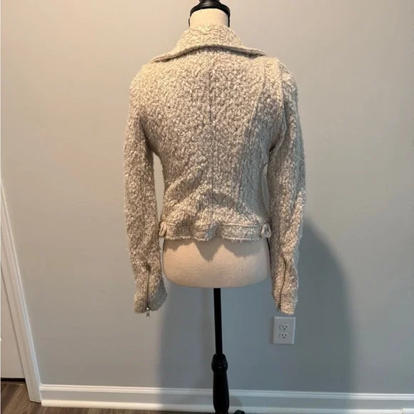 Anthropologie Greylin Jacket Beige Boucle Wool Blend Northland Moto size Small - Picture 3 of 11